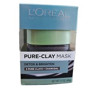 L'Oreal Pure-Clay Mask Detox & Brighten (3 Pure Clays + Charcoal | 1.7Oz/48g)NEW